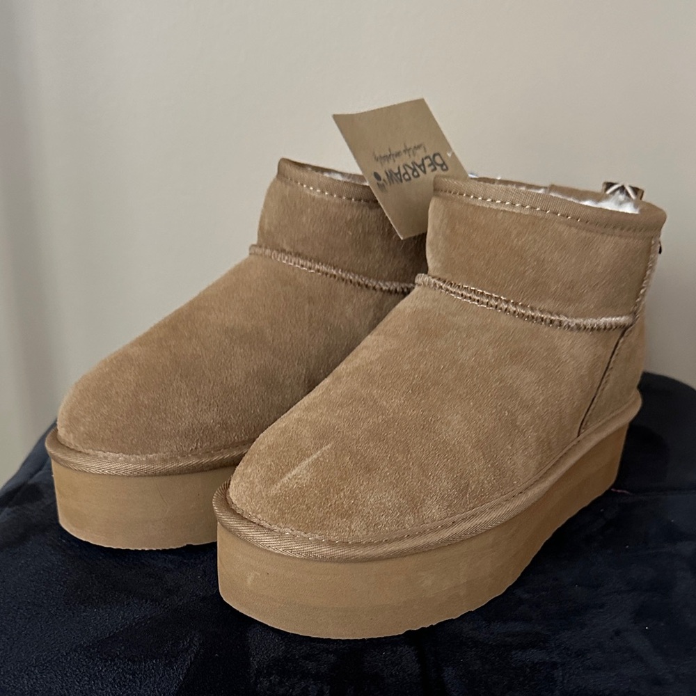 BearPaw Women's Platform Suede Ankle Boots